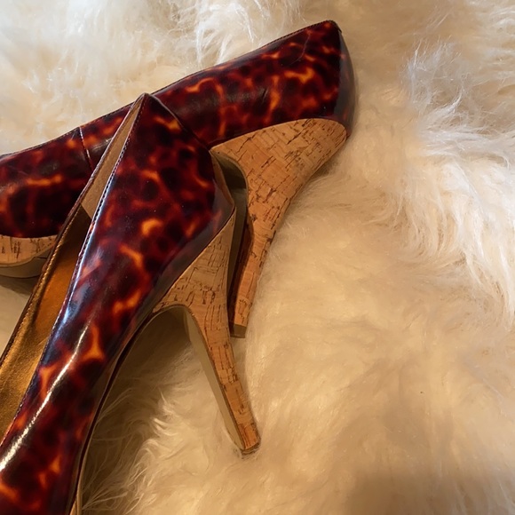 Nine West Animal print high heels opened toe / cork high heels - Picture 3 of 7